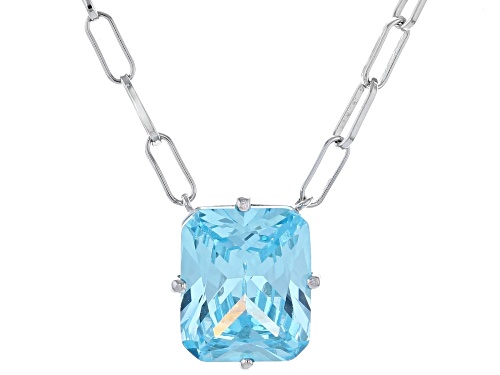 Bella Luce® Esotica™ 11.55ctw Neon Apatite Simulant Rhodium Over Silver Paperclip Chain Necklace - Size 18