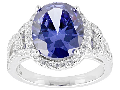 Bella Luce® Esotica™ 9.45ctw Tanzanite And White Diamond Simulants Rhodium Over Sterling Silver Ring - Size 8