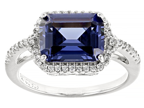 Bella Luce® Esotica™ 6.04ctw Tanzanite And White Diamond Simulants Rhodium Over Sterling Silver Ring - Size 9