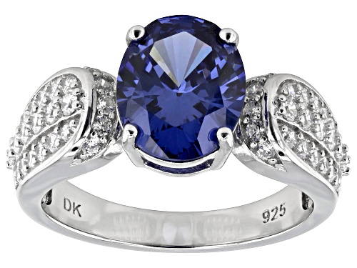 Bella Luce® Esotica™ 5.45ctw Tanzanite And White Diamond Simulants Rhodium Over Sterling Silver Ring - Size 9