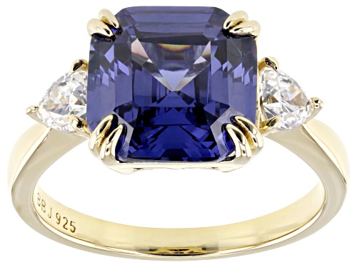 Bella Luce® Esotica™ 9.70ctw Tanzanite And White Diamond Simulants Eterno™ Yellow Asscher Cut Ring - Size 8