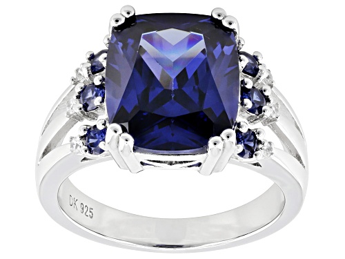 Bella Luce® Esotica™ 10.04ctw Tanzanite And White Diamond Simulants Rhodium Over Silver Ring - Size 11