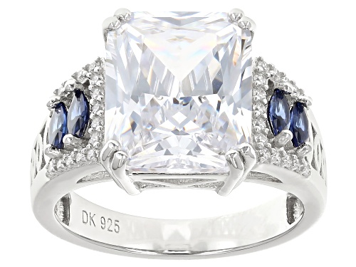 Bella Luce® Esotica™ 3.93ctw Tanzanite And White Diamond Simulants Rhodium Over Sterling Silver Ring - Size 8