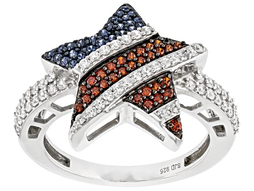Bella Luce® Esotica™ 0.85ctw Tanzanite, Ruby, And White Diamond Simulants Rhodium Over Silver Ring - Size 8