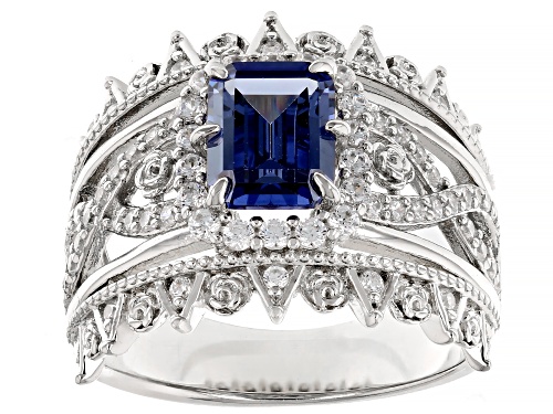 Bella Luce® Esotica™ 2.10ctw Tanzanite And White Diamond Simulants Rhodium Over Sterling Silver Ring - Size 6