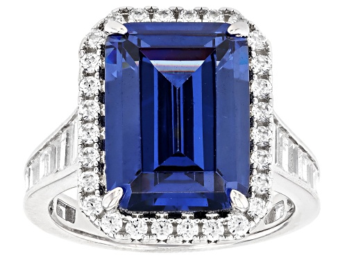 Bella Luce® Esotica™ 15.56ctw Tanzanite And White Diamond Simulants Rhodium Over Silver Ring - Size 8