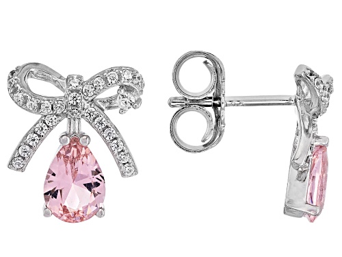 Bella Luce® Esotica™ Morganite And White Diamond Simulants Rhodium Over Sterling Silver Bow Earrings