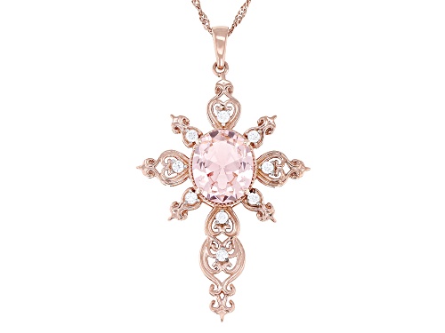 Bella Luce® Esotica™ 4.40ctw Morganite And White Diamond Simulants Eterno™ Rose Cross Pendant