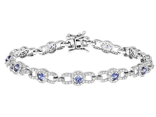 Bella Luce® Esotica™ 5.32ctw Tanzanite And White Diamond Simulants Rhodium Over Silver Bracelet - Size 8