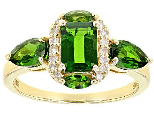 Photo of 1.70ctw Mixed Chrome Diopside With .10ctw Round White Diamond 10k Yellow Gold Ring - Size 12