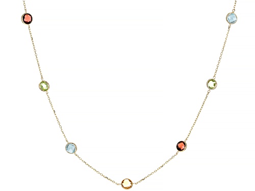 Photo of 2.56ctw 4mm Round Mixed-Gem 14k Yellow Gold Necklace - Size 18