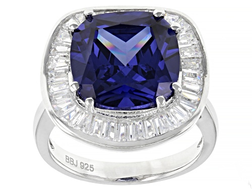 Photo of Bella Luce ® Esotica™ 11.20ctw Tanzanite And White Diamond Simulants Rhodium Over Silver Ring - Size 12