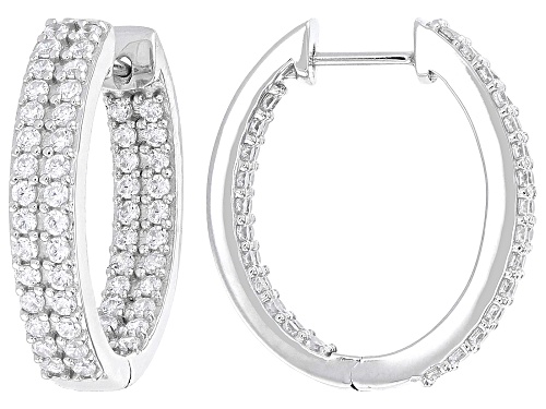 Bella Luce® 2.00ctw White Diamond Simulant Rhodium Over Sterling Silver Hoop Earrings