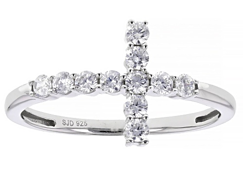 Bella Luce® 0.50ctw White Diamond Simulant Rhodium Over Sterling Silver Cross Ring - Size 6