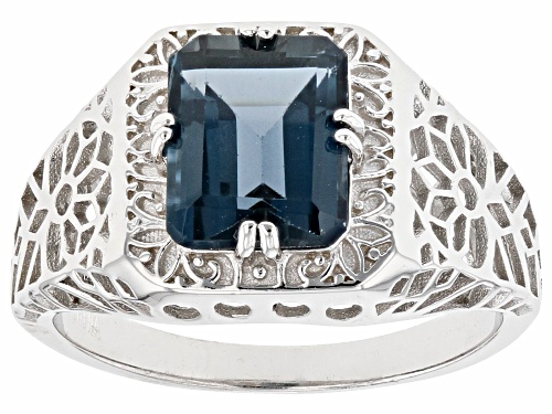 Photo of 2.57ct Emerald Cut London Blue Topaz Rhodium Over Sterling Silver Solitaire Ring - Size 7