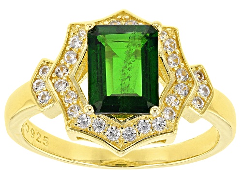Photo of 1.55ct Emerald Cut Chrome Diopside With 0.40ctw Zircon 18k Yellow Gold Over Sterling Silver Ring - Size 7