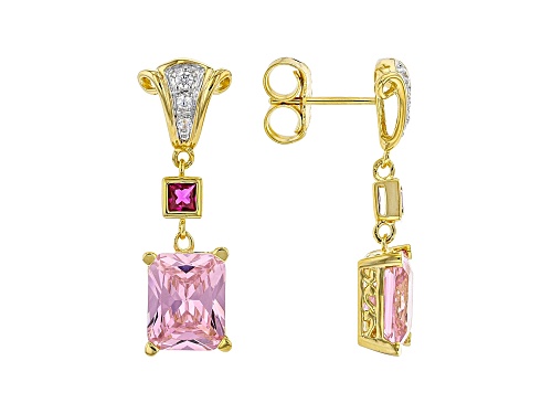Bella Luce®Multi Color Diamond Simulants & Lab Ruby Rhodium Over Silver & Eterno® Yellow Earrings