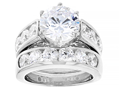 Bella Luce® 10.20ctw White Diamond Simulant Rhodium Over Sterling Silver Ring Set (6.18ctw DEW) - Size 9