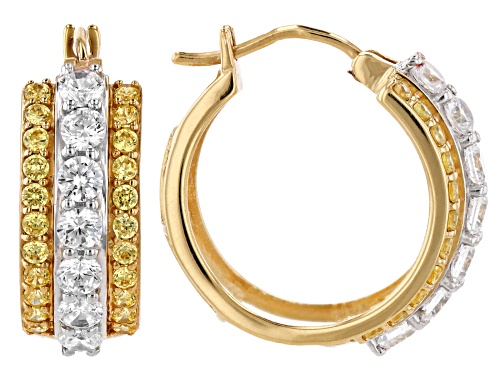 Bella Luce® 3.50ctw Canary And White Diamond Simulants Eterno™ Yellow Hoops (2.12ctw DEW)