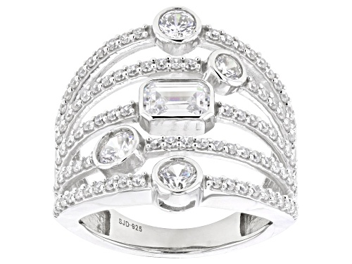 Bella Luce® 2.80ctw White Diamond Simulant Rhodium Over Sterling Silver Ring (1.69ctw DEW) - Size 5