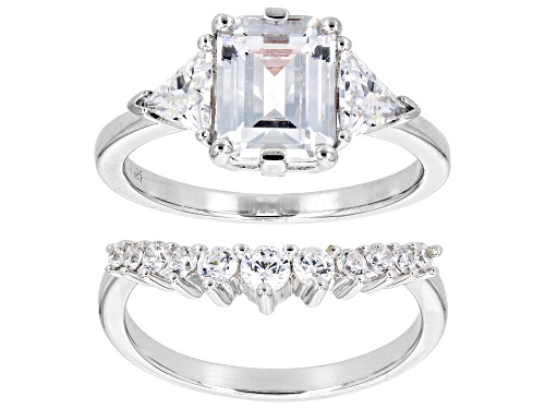 Bella Luce® 5.36ctw White Diamond Simulant Platinum Over Sterling Silver Ring Set (3.24ctw DEW) - Size 9