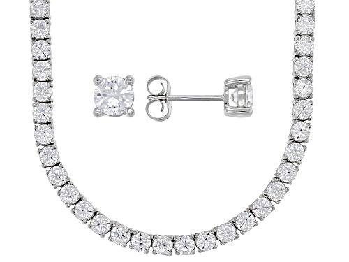 Bella Luce® 26.00ctw Diamond Simulant Platinum Over Silver Necklace & Earring Anniversary Boxed Set