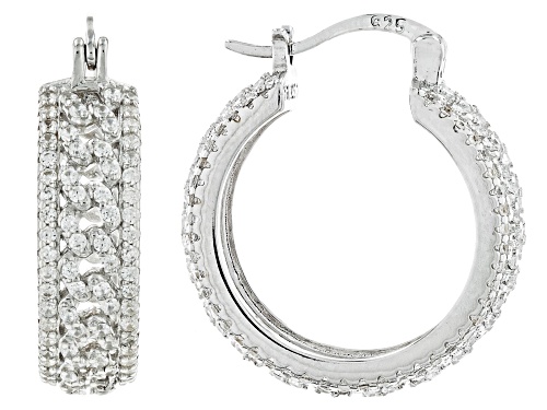 Bella Luce® 2.88ctw White Diamond Simulant Rhodium Over Sterling Silver Hoops (1.75ctw DEW)