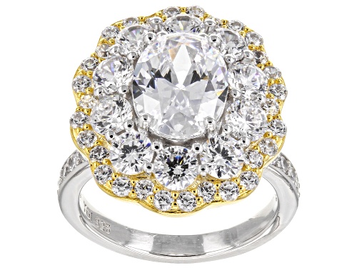 Bella Luce® 9.46ctw White Diamond Simulant Rhodium And 14k Yellow Gold Over Sterling Silver Ring - Size 7