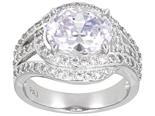 Bella Luce® 7.18ctw White Diamond Simulant Platinum Over Sterling Silver Ring (4.35ctw DEW) - Size 8