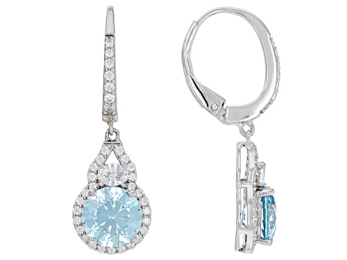 Bella Luce® 9.03ctw Aquamarine And White Diamond Simulants Rhodium Over Sterling Silver Earrings