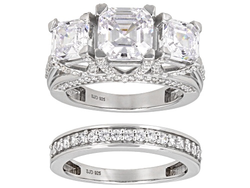 Bella Luce® 8.00ctw White Dia Simulant Platinum Over Silver Asscher Cut 30th Anniversary Ring Set - Size 7