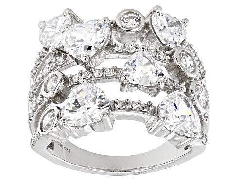 Bella Luce® 7.10ctw White Diamond Simulant Rhodium Over Sterling Silver Ring (4.30ctw DEW) - Size 6