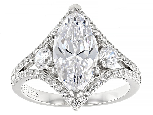 Bella Luce® 7.12ctw White Diamond Simulant Rhodium Over Sterling Silver Ring(4.31ctw DEW) - Size 7