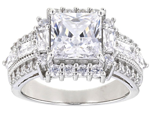 Bella Luce® 6.35ctw White Diamond Simulant Rhodium Over Sterling Silver Ring(3.84ctw DEW) - Size 10