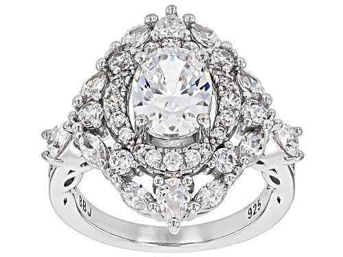 Bella Luce® 6.65ctw White Diamond Simulant Platinum Over Sterling Silver Ring(4.03ctw DEW) - Size 6