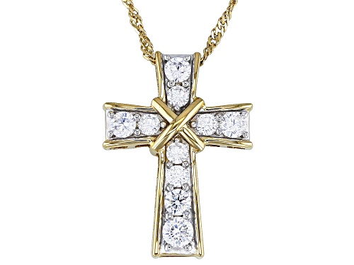 Bella Luce® 1.25ctw White Diamond Simulant Eterno™ Yellow Cross Pendant with Chain(0.75ctw DEW)