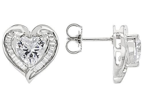 Bella Luce® 4.65ctw White Diamond Simulant Rhodium Over Silver Heart Earrings (2.81ctw DEW)