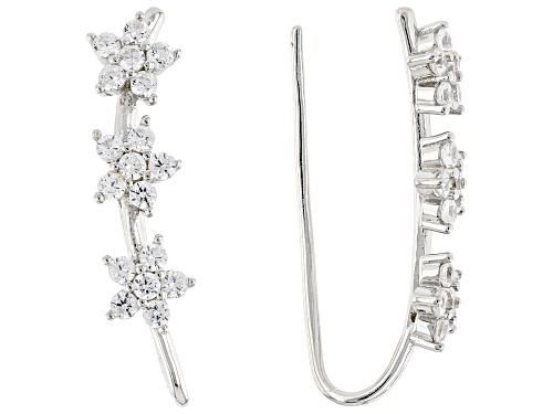 Bella Luce® 1.52ctw White Diamond Simulant Rhodium Over Silver Climber Earrings(0.92ctw DEW)