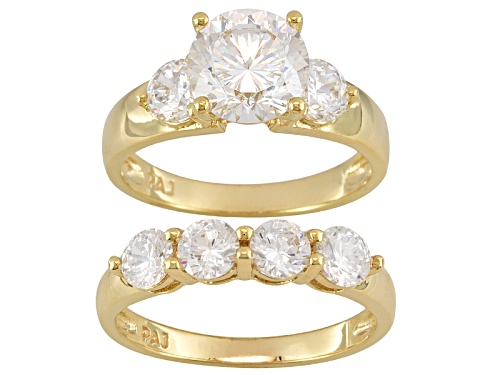 Bella Luce® 5.89ctw Round Eterno ™ Yellow 100 Facet Ring With Band (3.76ctw Dew) - Size 10