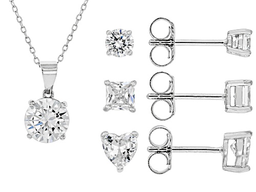 Bella Luce® 7.14ctw White Diamond Simulant Rhodium Over Sterling Silver Jewelry Set(4.32ctw DEW)