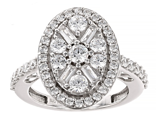 Bella Luce® 3.00ctw White Diamond Simulant Rhodium Over Sterling Silver Ring(1.81ctw DEW) - Size 8