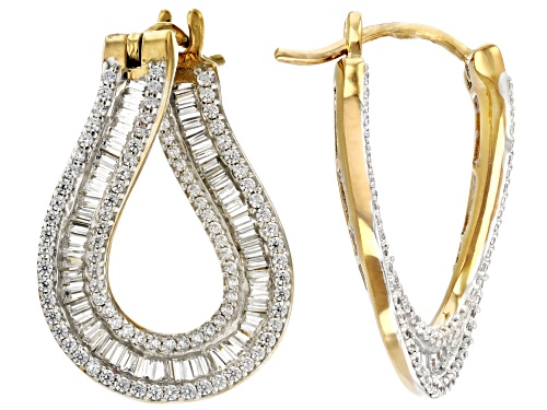 Bella Luce® 2.15ctw White Diamond Simulant Eterno™ Yellow Hoops(1.30ctw DEW)
