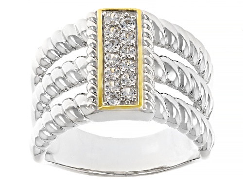 Bella Luce® 0.65ctw White Diamond Simulant Rhodium Over Silver And Eterno™ Yellow Ring(0.39ctw DEW) - Size 7