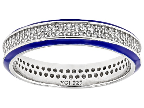 Bella Luce® 1.01ctw White Diamond Simulant And Blue Enamel Rhodium Over Silver Ring(0.61ctw DEW) - Size 8