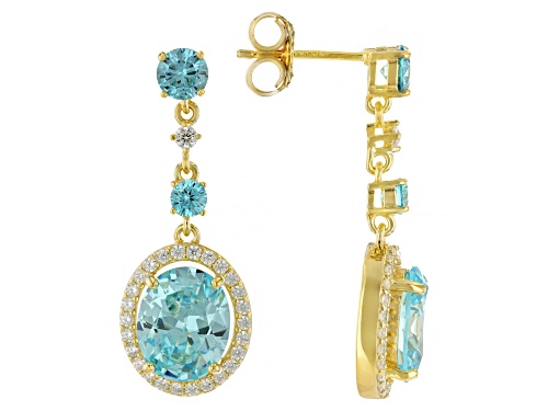 Bella Luce® 8.91ctw Swiss Blue Topaz And White Diamond Simulants Eterno™ Yellow Earrings