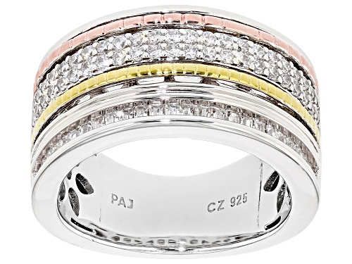 Bella Luce® 1.13ctw White Diamond Simulant Rhodium Over Silver And Eterno™ Yellow And Rose Gold Ring - Size 6