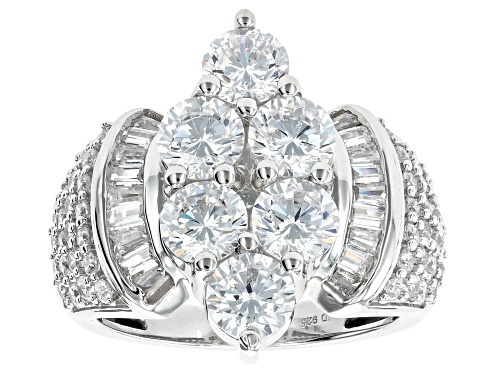 Bella Luce® 6.00ctw White Diamond Simulant Rhodium Over Sterling Silver Ring(3.63ctw DEW) - Size 6