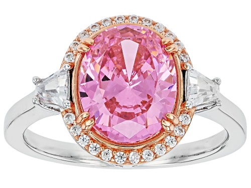 Bella Luce® 4.73ctw Pink And White Diamond Simulants Rhodium Over Silver Ring(2.86ctw DEW) - Size 9