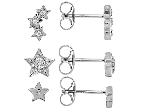 Bella Luce® 0.22ctw White Diamond Simulant Platinum Over Sterling Silver Boxed Star Earring Stud Set