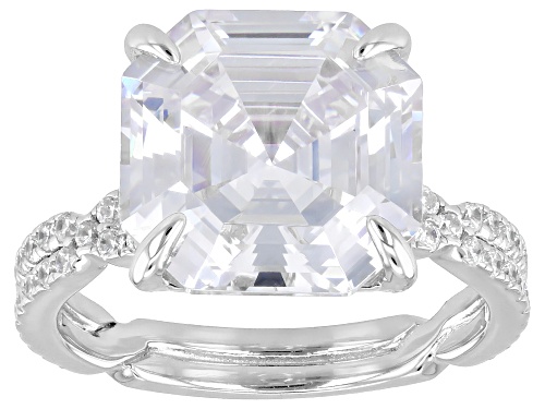 Bella Luce® 14.02ctw White Diamond Simulant Platinum Over Sterling Silver Asscher Cut Ring - Size 9